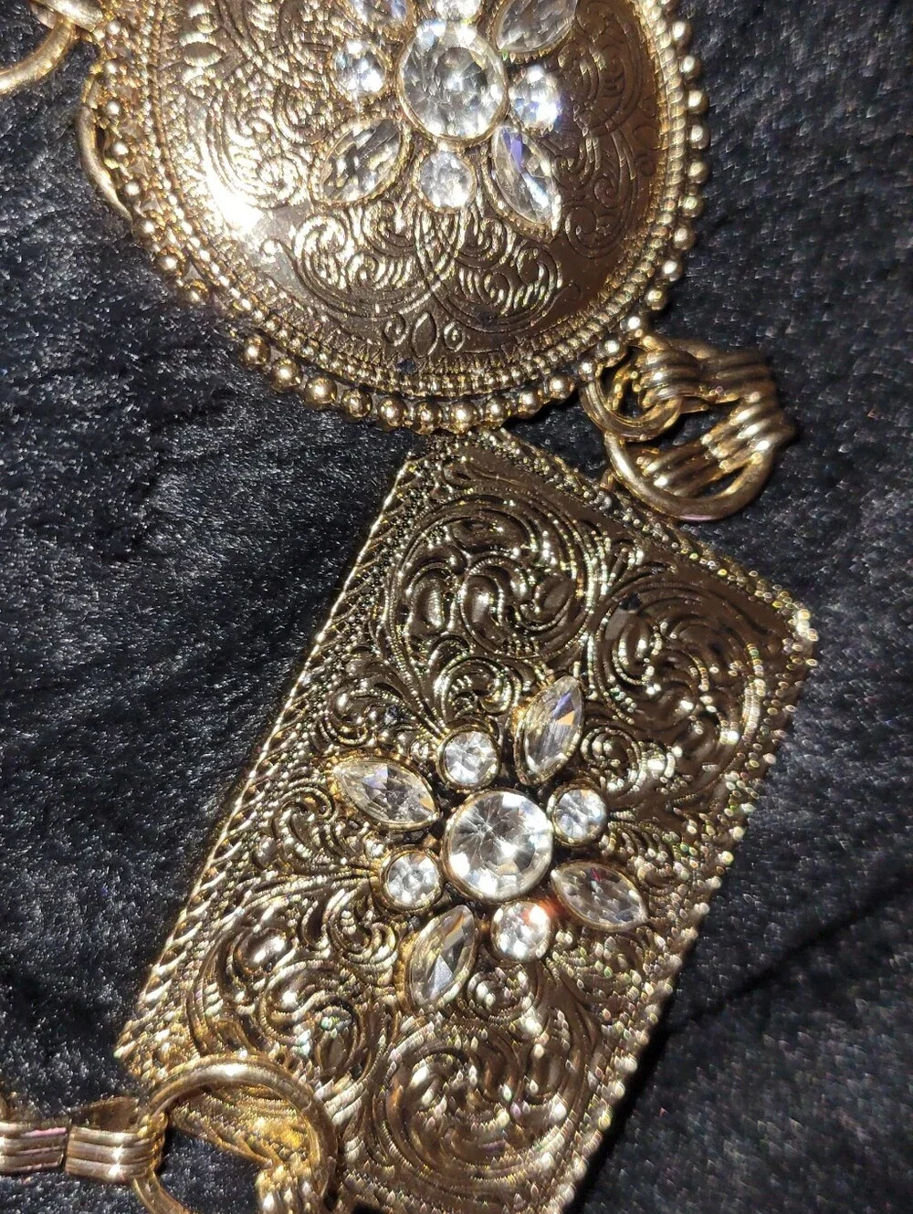 NWT ILLUMA Gold Rhinestone Concho Chain Belt Western Cowgirl 45